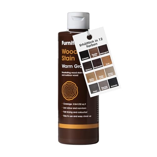 Furniture Clinic Holz-Beize und Moebel-Lasur (Warmer Graphit). Ungiftig. Hochkonzentrierte Holzbeize. Schnelltrocknend. Beize für alle Holzarten im Innen und Außenbereich 250 ml