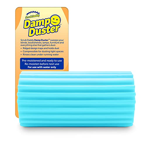 Scrub Daddy Damp Duster Staubschwamm, Staubwedel waschbar mit Rillen, Putzutensilien Haushalt für Holzjalousien, Heizkörper und Spiegel, Spinnenwebenentferner, Putzschwamm Antistatisch, Blau