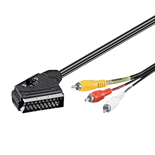 Goobay 50365-GB Scart-Adapterkabel; Scart zu Composite Audio Video; IN/OUT Scartstecker (21-Pin) > 3x Cinch-Stecker, 3 Meter