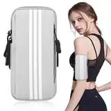 Risipu Handytasche Joggen,Sportarmband,für iPhone,Samsung,Schweißfest und Schnell-Trocknend,Armtasche für Running,Fitness,Laufen zubehör Kompatibel mit Mobiltelefonen unter 6,7 Zoll (Grau)