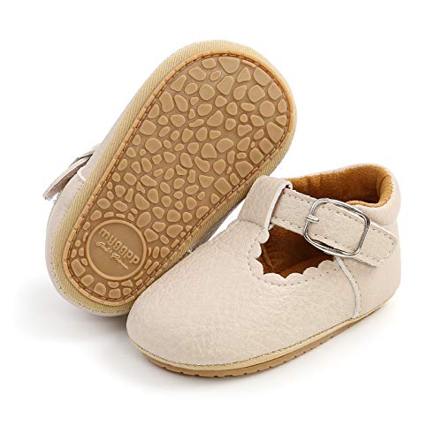 RVROVIC Baby Mädchen Mokassins Prinzessin Mary Jane Flache Kleider Schuhe Premium Leichte Weiche Sohle Krippe Schuhe Kleinkind Schuhe, Beige - A1 Beige - Größe: 6-12 Monate