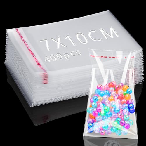 400 Stück Zellophantüten Klein Selbstklebend Plastiktüten 7x10cm Cellophantüten Transparent OPP Tütchen Tütchen Selbstklebend Flachbeutel Weihnachten Tüten für Keksen Süßigkeiten Nüssen Schmuck