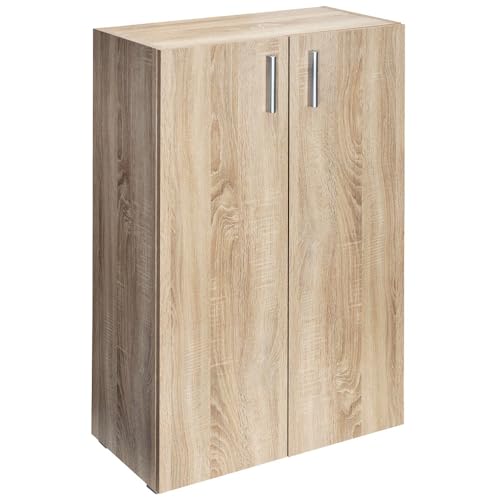 Casaria® Kommode mit 2 Türen 115,5x60x30cm Holz Modern höhenverstellbarer Einlegeboden Schlafzimmer Büro Flur Mehrzweckschrank Aktenschrank Schrank Eiche