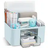 RISEMART Schreibtischorganisator mit 2 Schubladen, multifunktionaler Stifthalter für den Schreibtisch, Schreibtischorganisatoren und Aufbewahrung mit 5 Fächern, Desktop-Organizer für Büro