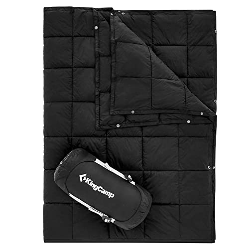 KingCamp Campingdecke, Thermodecke, Ultraleicht, multifunktional, warm, für Reisen, Outdoor, mit Druckknöpfen, leichte Schlafdecke für Wandern, Picknick, Zuhause, Auto, 152 x 203 cm