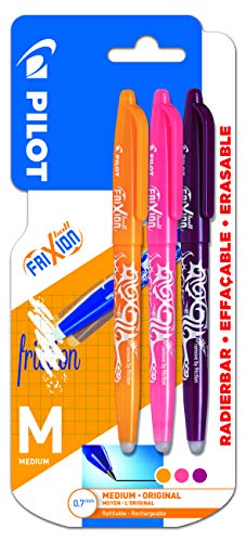 Pilot Frixion Tintenroller, radierbar, 0,7 mm Spitze, Apricot Orange, Coral Pink, Weinrot, 3 Stück