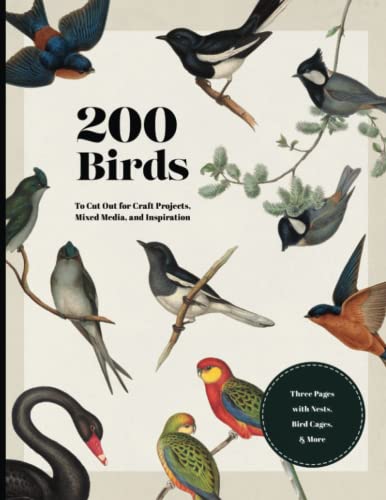 200 Birds To Cut Out for Craft Projects, Mixed Media, and Inspiration: Die Cuts and Fussy Cuts for Junk Journals, Scrapbooking, Decoupage, Collaging, Ephemera, and Tattoo Inspiration