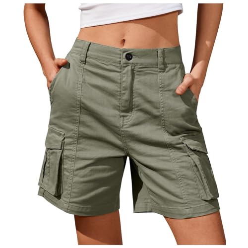 DeaAmyGline Cargo Shorts Damen Knielang, Chino Hose Damen Cargohose,Kurze Hosen Damen Sommer mit Muti- Taschen Bermuda Shorts Chinohose Cargoshorts Arbeitsshorts Freizeithose Wandershorts für Frauen