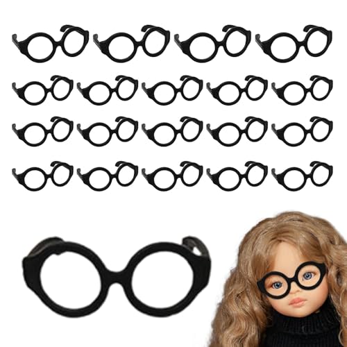 Mini-Puppenbrillen,Puppenbrillen,Linsenlose Puppenbrille Puppen-Anzieh-Requisiten, 20 kleine Gläser, Puppen-Anzieh-Brillen für -Zubehör, Puppen-Anziehzubehör