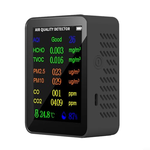 SPORTARC Luftqualitätsmessgerät, Innenluftqualitätsmesser, 10-in-1 Hochpräziser Luftqualitätsdetektor, PM10 HCHO AQI Temperatur Luftfeuchtigkeit Tester, 1401339547