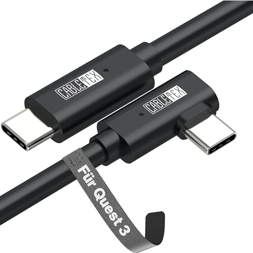 CABLETEX 5m Link Kabel für Meta Quest 3, Oculus Quest 2, PICO 4, PSVR2, Steam VR – USB 3.2 USB C Kabel für VR Headset und Gaming PC, 5 Gbit/s Datenübertragung