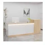 HOFUNTRE Rezeptionstheke Ladentheke,Laden-Theke,Bürotheke,Die Struktur Ist Stabil, for Den Hochfrequenzgebrauch Geeignet Und Das Erscheinungsbild Ist Einfach Und Schön(Wood and White,Left_120CM)