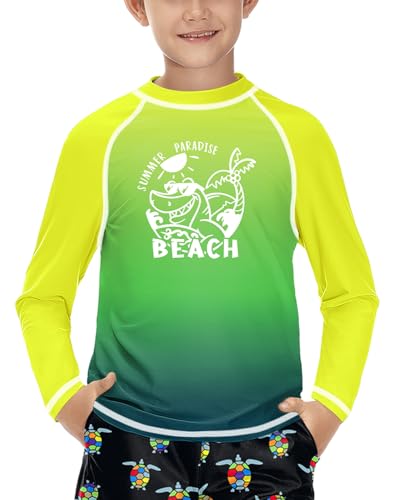 Jungen Langarm UV Shirt Schnelltrocknend Rundhals UPF 50+ Sonnenschutz Rashguard Beach Grau 140