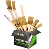 ToolSpace Pinselset - Flache Pinsel, runde Pinsel, kalorische Pinsel - Zum Streichen - Verschiedene Farbtypen: Acryl, Emulsion, Lacke, Naturborstenpinsel für DIY, Wand- und Möbelmalerei, Malerpinsel