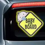 3 Stück Baby an Bord Auto Warnschilder, 13 X 9 Cm Sicherheits Autoschild Baby on Board Zeichen, Auto Selbstklebend Vinyl Vorsicht Aufkleber Für Fahrer Wiederverwendbar Baby an Bord Aufkleber, Gelb