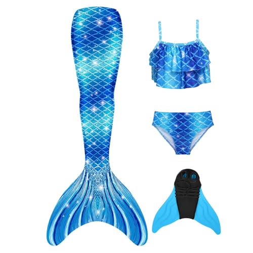 FOLOEO Meerjungfrauenflosse Mädchen Kinder mit Meerjungfrau Flosse Bikini Set