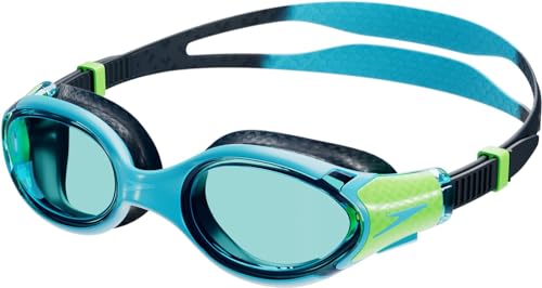 Speedo Unisex Kinder Biofuse 2.0 Schwimmbrille, Hyperschallblau/Echtes Marineblau/Lumogrün/Blau, One Size