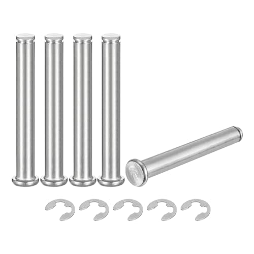 QUARKZMAN 5er Set M10x75mm 304 Edelstahl Zylindrischer Wellen-Sicherungsring-Positionierungsstift, Flachkopf gerillter Scharnier-Zylinder-Positionierungsstift, Silber