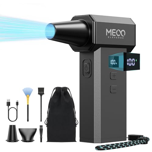 MECO ELEVERDE Elektrische Staubgebläse, 220.000 U/Min, 100-Gang und LED-Display Compressed Air Duster mit 8000 mAh Gebläse Akku, Druckluftspray Dust Blower für Auto, PC Reinigungssets und Outdoor