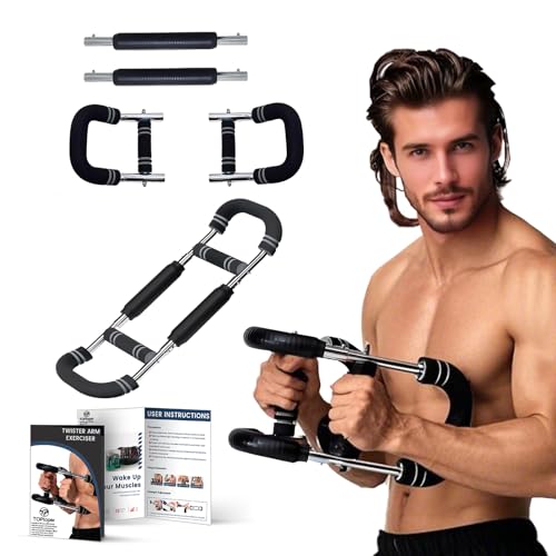 Twister Arm Exerciser 2025 Neue verstellbare Trainingsstange mit Feder, verbessertes Trainingsgerät für Unterarm, Trizeps und Brust, Krafttrainingsgerät für den Oberkörper (Grey, 60-80lbs)