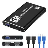 Banaone 4K HDMI Capture Karte für Streaming, Full HD 1080P Capture USB 3,0 Audio Video Capture Karte für Video Recorder Gerät für Game Recording, Plug and Play, Funktioniert auf Laptop, PC