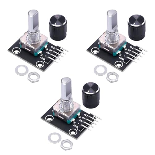 Rotary Encoder Modul, 3 Stück Rotary Encoder Module, Rehgeber, Dreh Encoder, 360 Grad Drehgeber Schalter Mit Druckknopf, für Automobilelektronik Multimedia-Audio