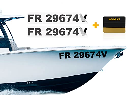 Wraplab 2X Zugelassene Bootskennzeichen Aufkleber – Personalisierte Folie für Boote, Katamarane, Segelboote, Jet-Skis & starre Rümpfe – Wetterfest & UV-beständig