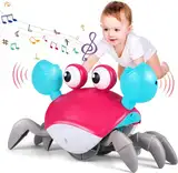 Krabbe Baby Spielzeug - Crawling Crab mit Musik und Licht Interaktive Sensory Spielzeug mit Automatisch Vermeiden Hindernisse Funktion - Baby Musikspielzeug Tummy Time Toys Krabbelspielzeug Red