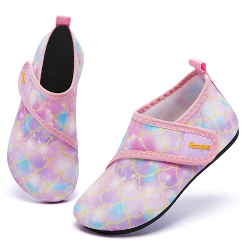 Racqua Badeschuhe Kinder Wasserschuhe Baby Mädchen Leichtgewicht Schwimmen Schuhe Schnell Trocken Aqua Strand Pool Schuhe Meerjungfrau EU24/25