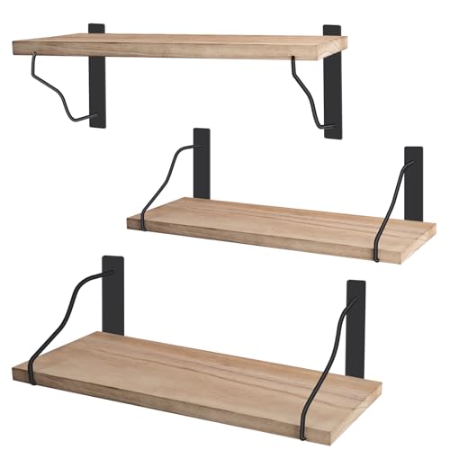 Wuciray Schweberegal Wandregal Küche Holz Wall Floating Shelves Regalbrett Hängeregal Küchenregal Bücherregal Schweberegal Holz Regalbretter Holz Bücher Hänge Regalbrett Wandregale Wohnzimmer