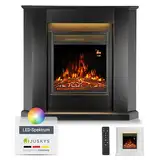 Juskys Elektrokamin 1000/2000 W mit Heizung, Kaminfeuer, Flammeneffekt, Fernbedienung, LED Beleuchtung & Timer - Elektrischer Kamin Eckkamin schwarz