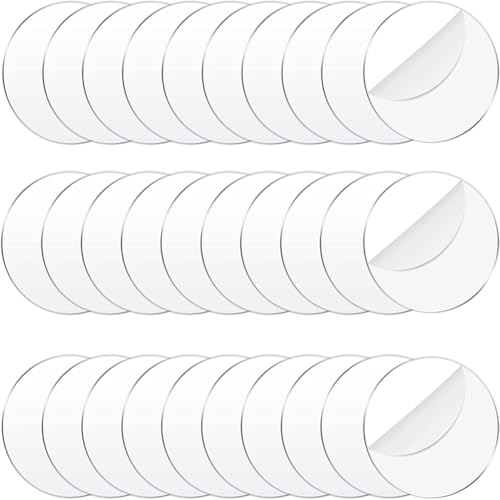 Wisafory 30 Stück Klare Acrylplatten Runde Acrylscheiben Transparente Acryl Rohlinge Scheiben Kreisscheiben Rund Acryl Scheib für DIY Bilderrahmen, Gemälde, DIY Basteln, Scrapbooking Display 5cm
