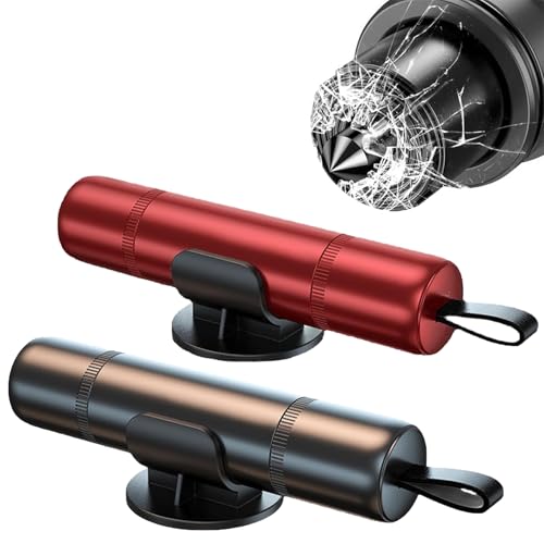 Gurtschneider 2 PCS Hammerdex Nothammer Auto mit Gurtschneider Tüv Kompakter Tragbarer Gurtschneider Nothammer Nothammer Glasbrecher Auto-Essentials (Schwarz + Rot)