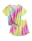 Arshiner Mädchen Kleidung Set Batik Sommer T-Shirt mit Shorts Kinder Freizeitanzug Sport Bekleidungssets für Mädchen 7-8 Jahre