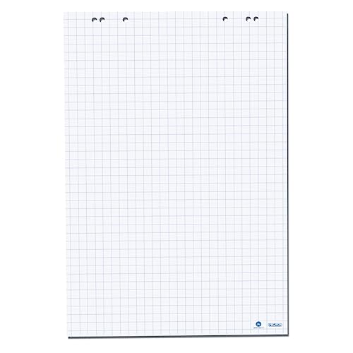 Herlitz 10408151 Flipchartblock 68x99cm Recycling, 20 Blatt kariert, 80 g/m², FSC Mix, 5 Stück