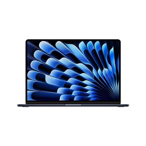 Apple 2024 15" MacBook Air Laptop mit M3 Chip: 15,3" Liquid Retina Display, 8 GB gemeinsamer Arbeitsspeicher, 512 GB SSD Speicher, beleuchtete Tastatur, 1080p FaceTime HD Kamera, Touch ID, Mitternacht