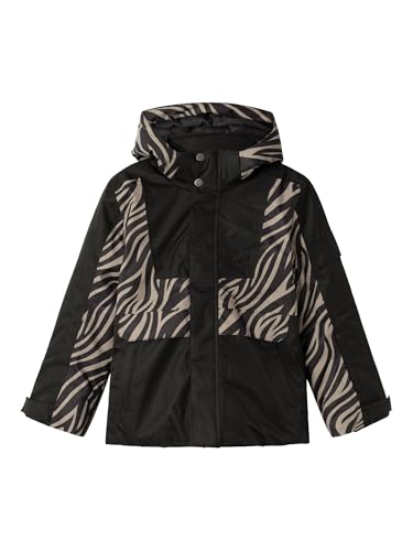 NAME IT Mädchen NKFSLOPE10 SKI Jacket AOP FO Schneejacke, Desert Taupe/AOP:Zebra, 122