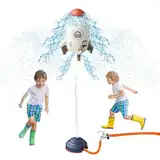 Wasserrakete Sprinkler für Kind, Outdoor Rasensprenger Garten Spielzeug, Rakete Wassersprinkler für Kleinkinder ab 3 4 5 6 7 8 Jahre, Grau
