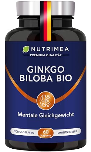 GINKGO BILOBA Kapseln 100% BIO | Brain BOOSTER Gedächtnis & Konzentration | Hochdosiert, Laborgeprüft & 100% Vegan