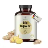 BIO Ingwer Kapseln hochdosiert, 1300 mg Tagesdosis, rückstandskontrolliert, deutsche Herstellung, vegan, laktose- & glutenfrei, ohne Zusätze, Ingwer Kapseln Bio, 270 Kapseln x 650 mg, BIONUTRA