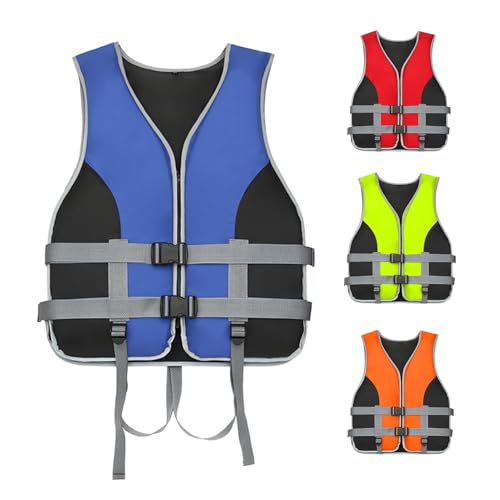 ZF YLYH Schwimmweste Erwachsene Unisex Auftriebsweste Tragbare Schwimmhilfe, Sommer Wassersport Rettungsweste mit Pfeife Sicherheitsjacke für Sup, Kajak, Angeln(Blue,XL)