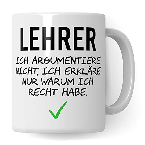 Pagma Druck Lehrer Tasse, Geschenk Lehrer lustig, Kaffeetasse für Gymnasiallehrer Realschullehrer Mittelschullehrer & Grundschullehrer, Lehrer Tasse Geschenk Abschied Abschluss