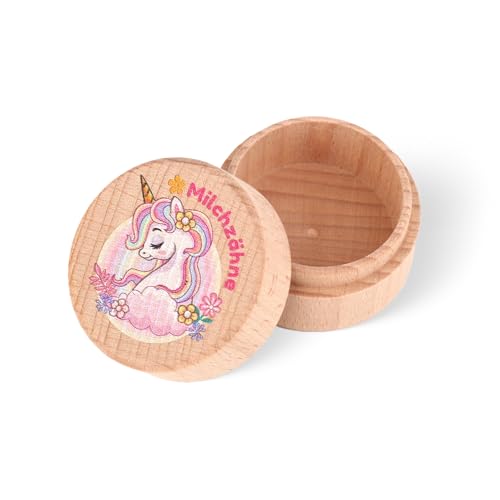 GADITIEK Zahndose Milchzähne für Mädchen und Jungen, Milchzahndose mit niedlichem Motiv, Zahnbox für Milchzähne, Geschenkideen zur Taufe und zum Geburtstag, neue Eltern Zahnfee Geschenk (Einhorn 2)