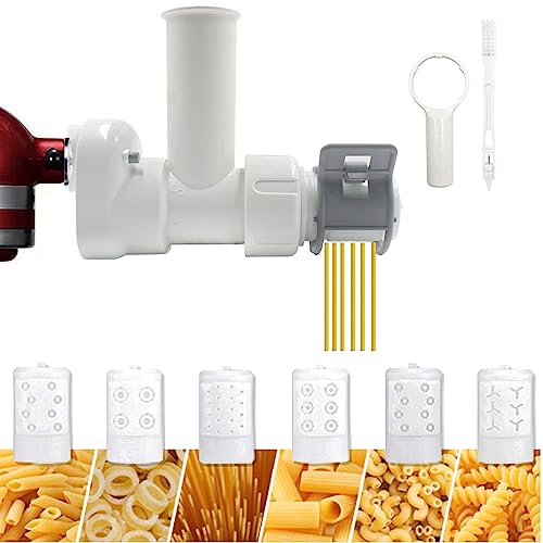 Nudelaufsatz für Kitchenaid Standmixer,Nudelroller Aufsatz mit 6 verschiedenen Formen von Nudelauslass,Spaghetti und Fettuccine für Kitchenaid Mixer Zubehör