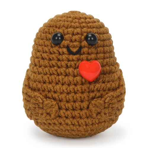 Positive Kartoffel Puppe, Pocket Hug Mini Love Potato, Kreative Strickwolle Kartoffel-Häkelpuppe mit Aufmunterung Karte, Geschenk für Frauen Freundin Geburtstags Weihnachten Motivations A27-4