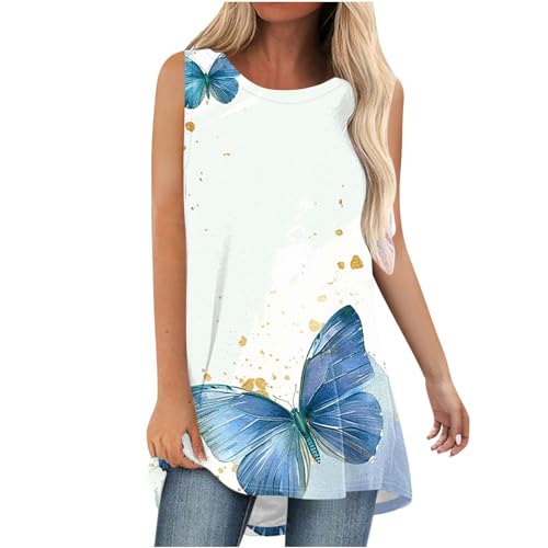 Tanktops Frauen Ärmellose Sommermode V-Ausschnitt Ärmellos Tops Sexy Spaghettiträger Tunika Damen Sommer Schulterfreies Oberteile Tops Casual Elegant Shirts Bluse