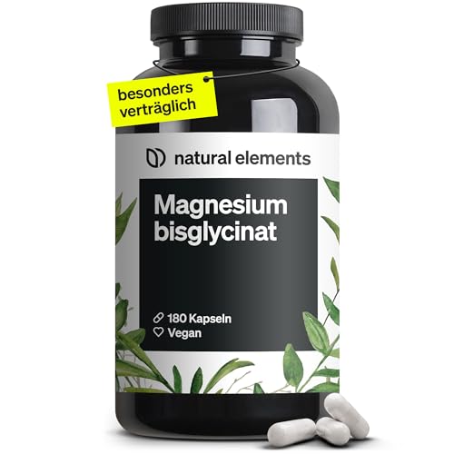 Magnesiumbisglycinat - Premium: Chelatiertes Magnesium - 180 Kapseln - 300mg elementares Magnesium pro Tagesdosis - Laborgeprüft, vegan, hochdosiert