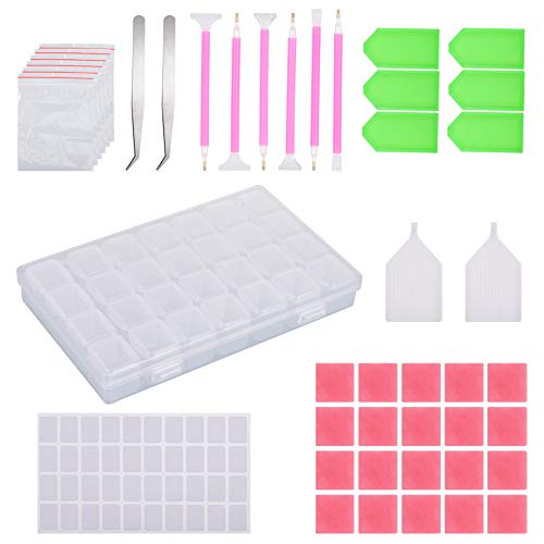 Xinzistar Diamond Painting Zubehör Set für DIY 5D Diamant Painting Craft Nail Art Stickerei Kreuz Stitch mit Stift Boxen Aufbewahrungsbox Werkzeug Kits für Erwachsene Kinder