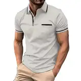 Generisch Herren Poloshirt Kurzarm Patchwork Sommer T-Shirt Men's Polo Shirt Baumwolle WeißEs Hemd Herren Poloshirt Herren 4XL