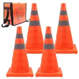 Faltkegel Warnkegel, Verkehrskegel, 45cm Verkehrskegelschild,Mehrzweck-Popup-Reflektierender Sicherheitskegel, 4 Pack Teleskopierbare Straßenkegeln